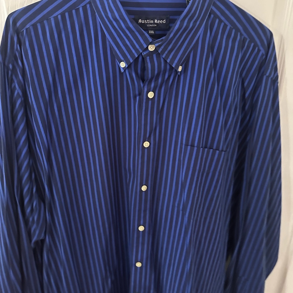 Austin Reed Blue Dress Shirt Classic Pinstripe